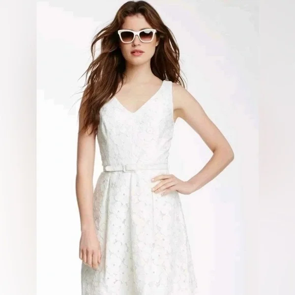 trina turk white lace dress Trina Turk Women's Singles Crochet Lace Mini Dress in White size 14
